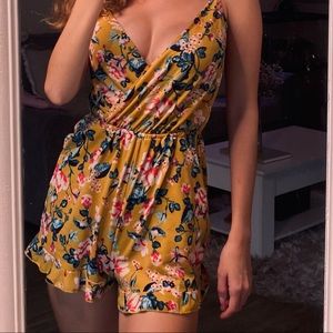 Gold Floral Romper